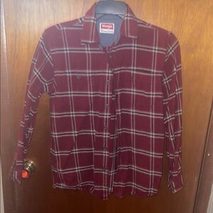 Wrangler Maroon Plaid Long Sleeve Shirt